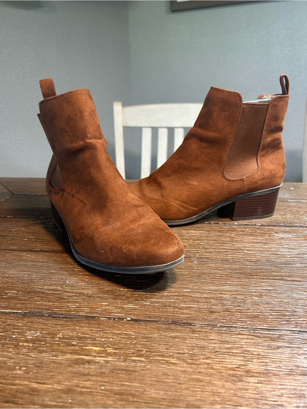 Target faux suede brown ankle boots size 11